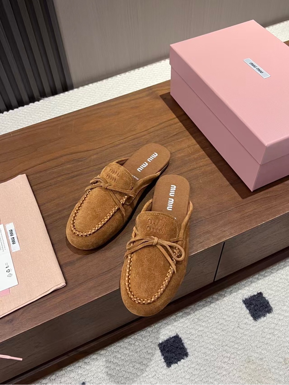 Miu Miu Tan Suede Moccasin Slip-On Loafers - Picture 8 of 8